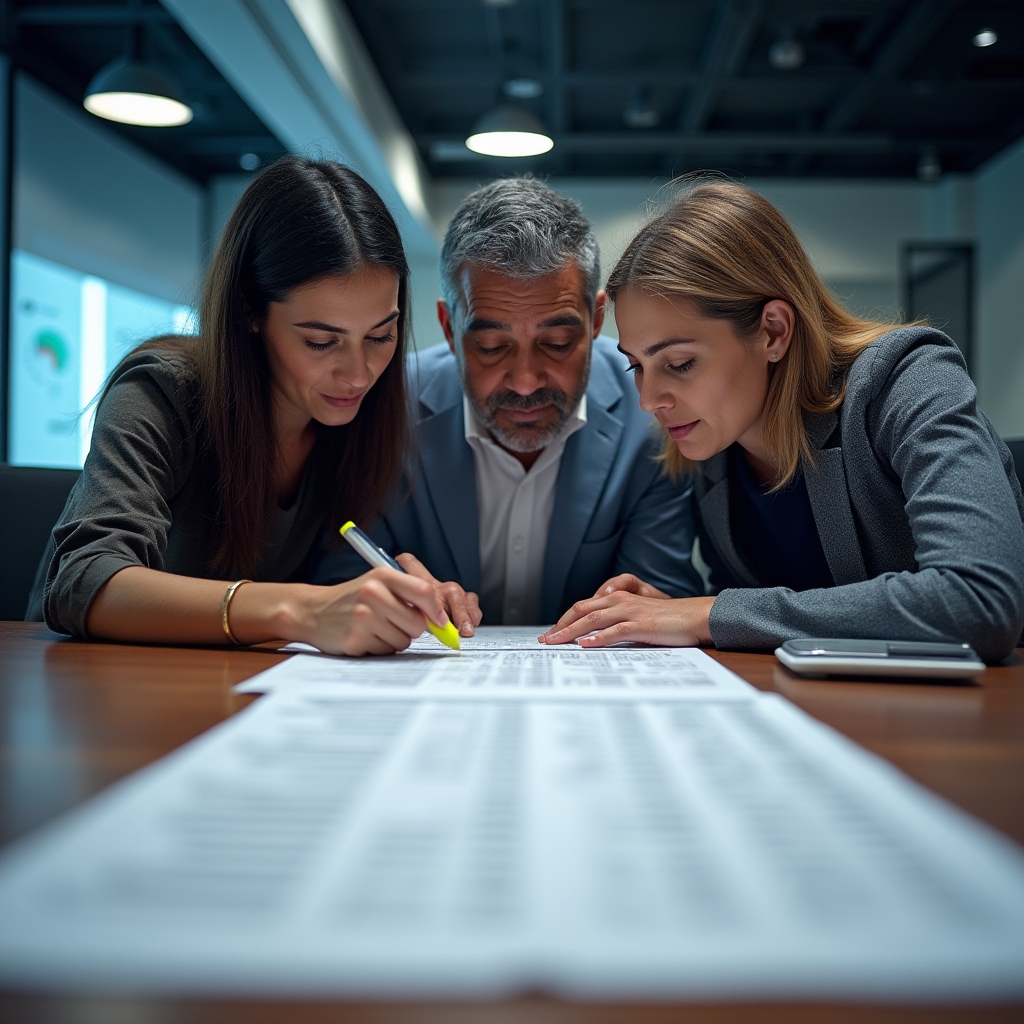 Participants analyzing income statement structure during workshop session one