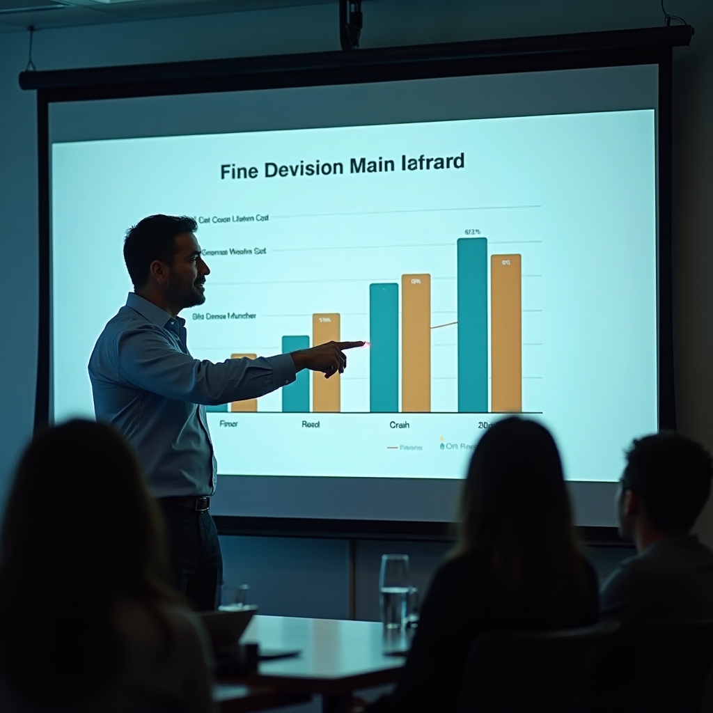 Workshop facilitator explaining fixed cost analysis using projected financial data